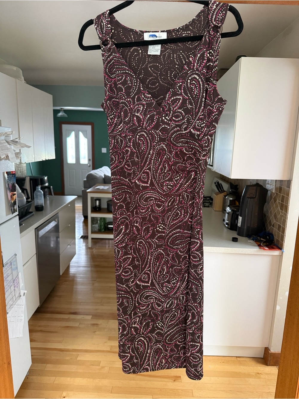 Vintage Nine West  Brown and Pink Paisley Midi  Dress